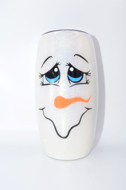 Snowman Face Glitter Tumbler